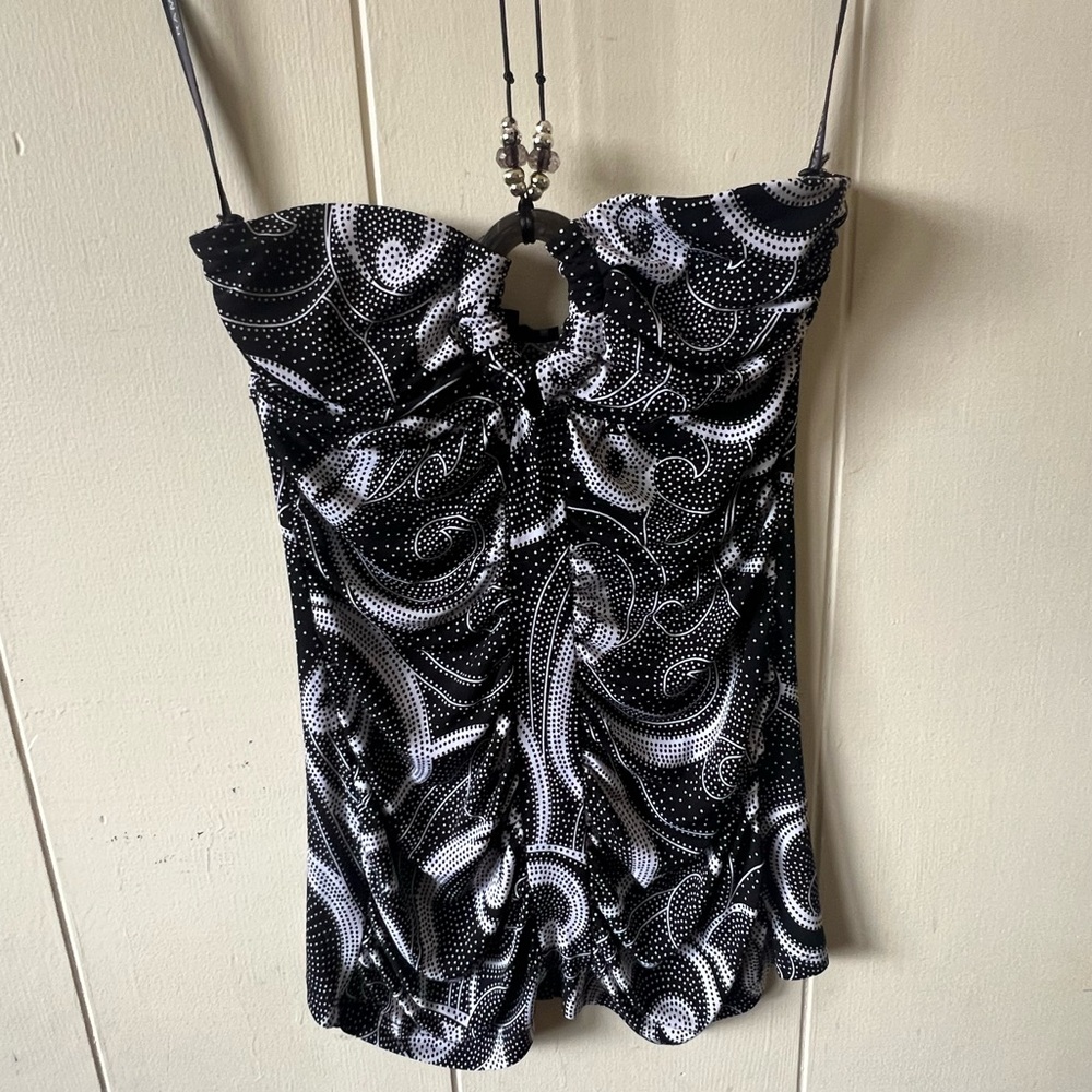 Rampage Black and White Patterned Halter top